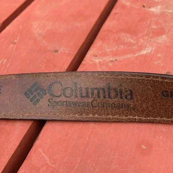 Columbia thick 100% leather men’s belt with silver coloured buckle size 36 - Picture 4 of 8
